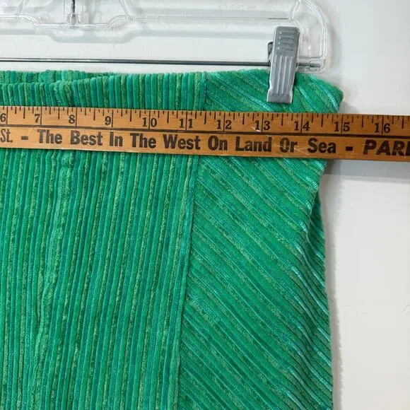 Free People Women's Slim Pull-On Velvet Flare Pants Green Bee Large Retro Funky - Picture 5 of 8